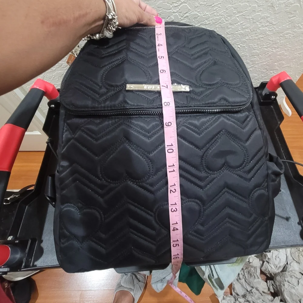 NWOT Betsy Johnson Black Heart Baby Dome Diaper Backpack